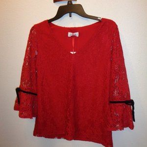 Elle Women's Red Lace Top Size Medium NWT